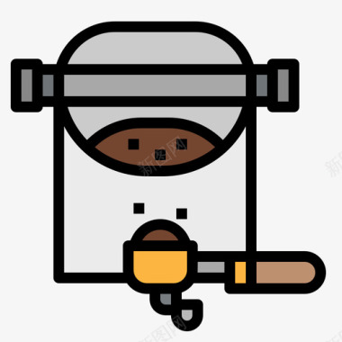 咖啡制备咖啡机4线性颜色图标图标