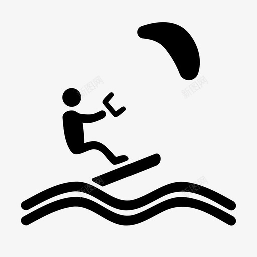 风筝冲浪海滩运动图标svg_新图网 https://ixintu.com 水 海滩 运动 风筝冲浪