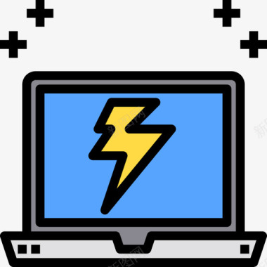 笔记本电脑电2线性颜色图标图标