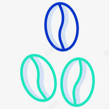 咖啡豆咖啡图标3轮廓颜色图标