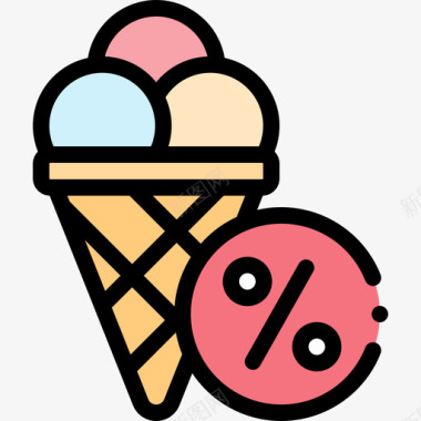 冰淇淋夏季销售11线性颜色图标图标