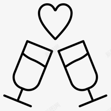 葡萄酒玻璃杯浪漫图标图标