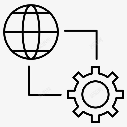 世界齿轮地球仪图标svg_新图网 https://ixintu.com 世界 办公室 地球仪 常规 线条 设置 齿轮