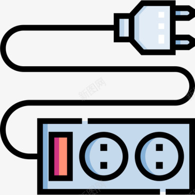 插头电工工具和元件10线颜色图标图标
