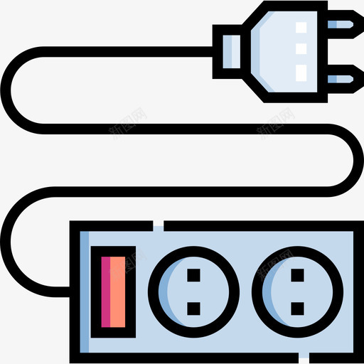插头电工工具和元件10线颜色图标svg_新图网 https://ixintu.com 元件 工具 插头 电工 颜色