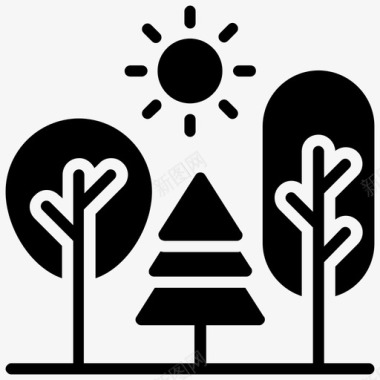 森林自然区域树木图标图标