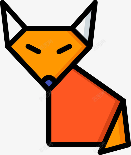 狐狸折纸2线性颜色图标svg_新图网 https://ixintu.com 折纸 狐狸 线性 颜色