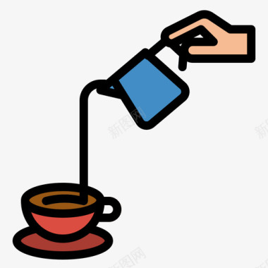 水壶咖啡壶4线性颜色图标图标