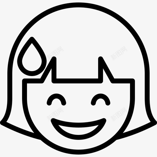 汗笑表情脸图标svg_新图网 https://ixintu.com 女孩 汗笑 脸 表情 轮廓表情