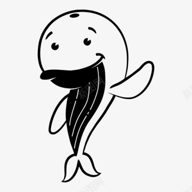 快乐的鲸鱼微笑有趣的水生动物图标图标
