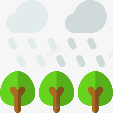 森林气候变化12平坦图标图标