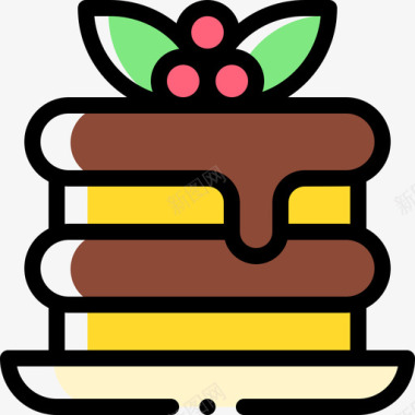 薄饼甜点和糖果7颜色省略图标图标
