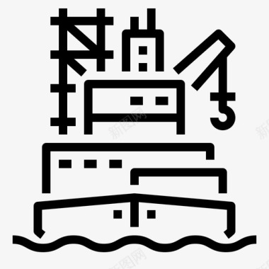 驳船石油1线性图标图标