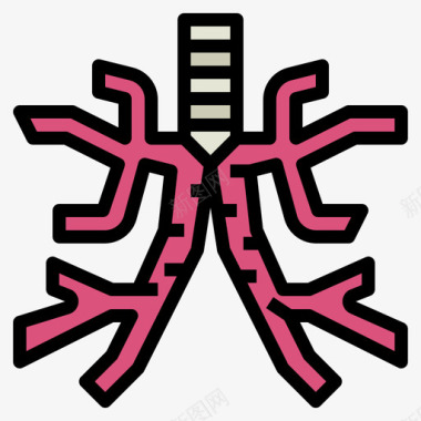 支气管人器官6线色图标图标