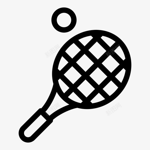 网球球拍扣球图标svg_新图网 https://ixintu.com 大纲 扣球 球拍 网球 运动