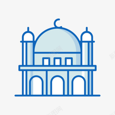 阿克萨清真寺16号地标线性颜色图标图标