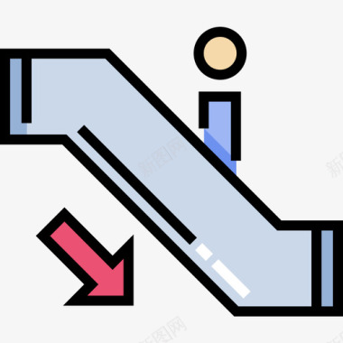 自动扶梯公共服务7线性颜色图标图标