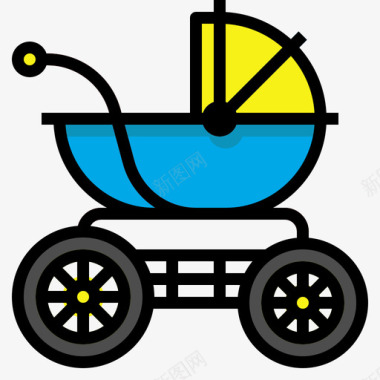 婴儿推车儿童玩具1线性颜色图标图标
