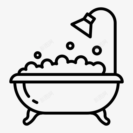 浴缸浴室洗澡时间图标svg_新图网 https://ixintu.com 水疗 泡泡 洗澡时间 浴室 浴缸