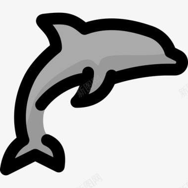 海豚野生动物7线形颜色图标图标