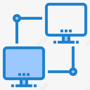 连接计算机和网络2蓝色图标图标