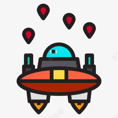 太空入侵者游戏29线性颜色图标图标