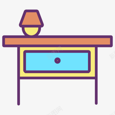 床头柜家具装饰4线性颜色图标图标
