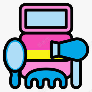 美容院儿童玩具1线性颜色图标图标