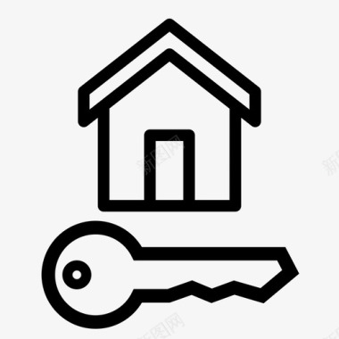 钥匙和家建筑金融图标图标