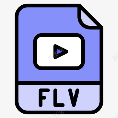 Flv文件扩展名线性颜色图标图标