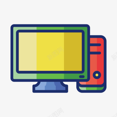计算机教育娱乐1线性颜色图标图标