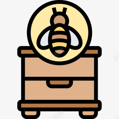 养蜂场养蜂场9线形颜色图标图标