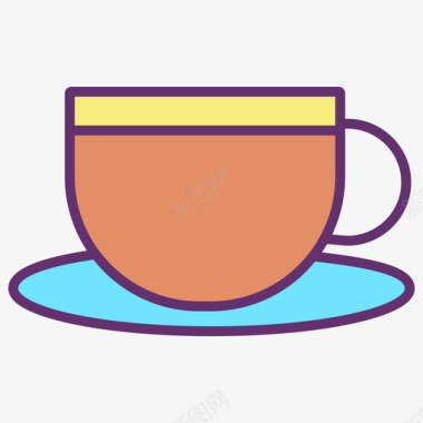 杯子咖啡馆图标4线性颜色图标