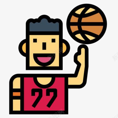 篮球运动员篮球44线颜色图标图标