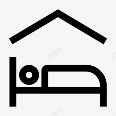 家庭住宿床卧室图标图标