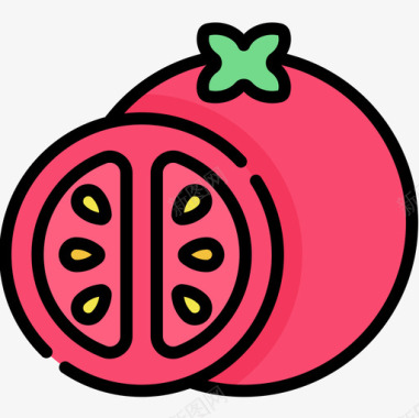 番茄健康食品27原色图标图标