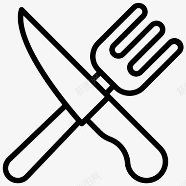 叉子和刀晚餐食物图标图标