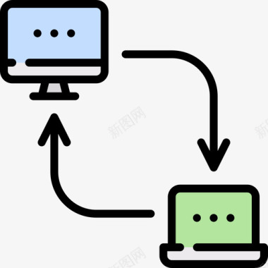 笔记本电脑互联网技术18线性彩色图标图标