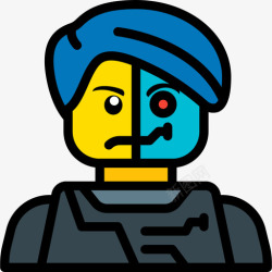 半机械人半机械人LegoAvatars5线性颜色图标高清图片