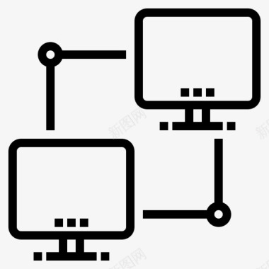 连接计算机和网络6线性图标图标