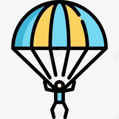降落伞航空31线型颜色图标图标