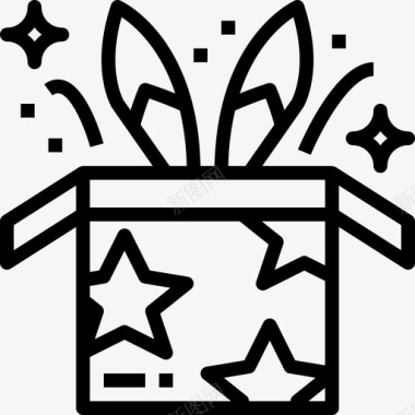 魔盒魔术师线性图标图标