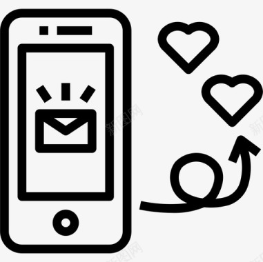 智能手机love93线性图标图标