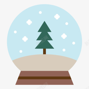 雪花地球仪圣诞267扁平图标图标