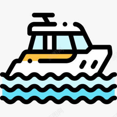 游艇夏季派对27线性颜色图标图标
