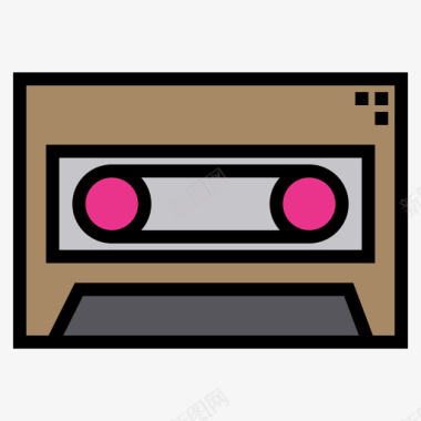 盒式磁带音乐84线性彩色图标图标