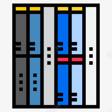 机架计算机和网络4线颜色图标图标