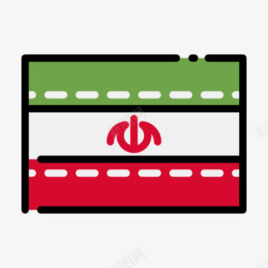 伊朗国旗1线颜色图标图标