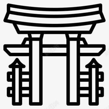 Itsukushima神社地标34轮廓图标图标