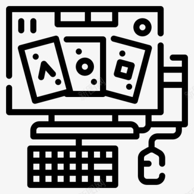 纸牌游戏电子游戏24线性游戏图标图标